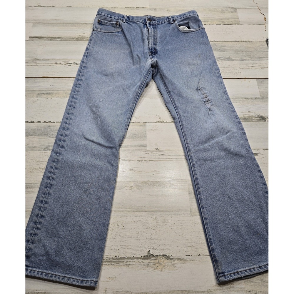Levis 517 Regular Fit Straight Leg Light Wash Distressed Jeans Men's 38x32
